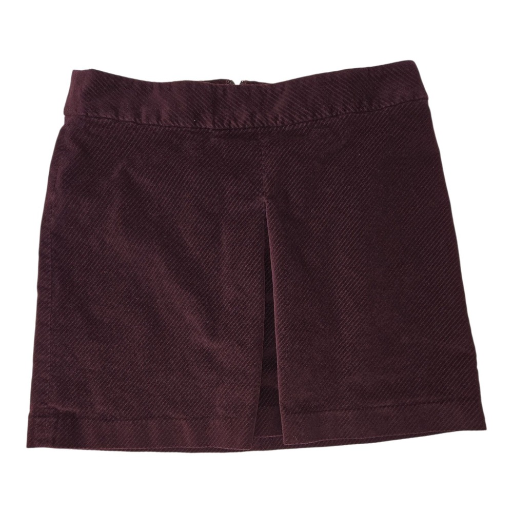 LOFT Corduroy Mini Skirt Burgundy Pleated Front Women's Size 8‎